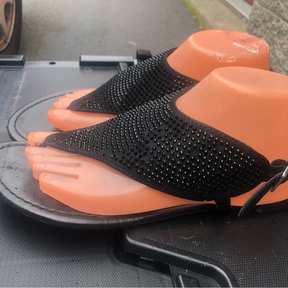 Fit flop a Like Women’s Black T-Strap Glitter Thong Buckle Sandals Size 10 - Picture 4 of 13